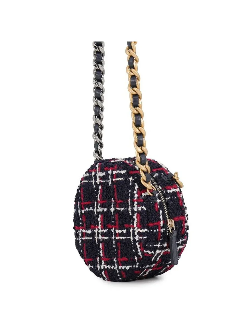 Chanel Chain Shoulder Bag 19 Quilted CC Logo Tweed